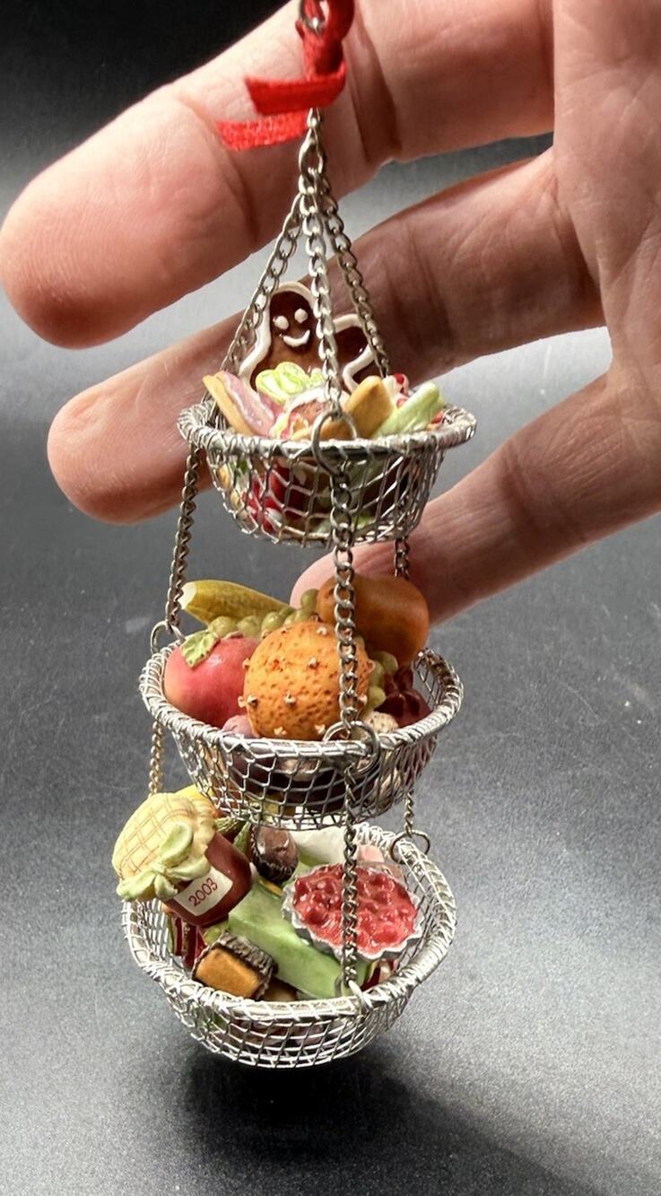 Hallmark Ornament Delicious Christmas Tiered Basket Cookies Fruit No Box -LO20
